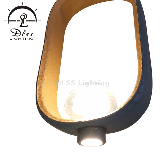مصباح قلادة LED مربعة الشكل من الجلد الحقيقي للديكور 9990