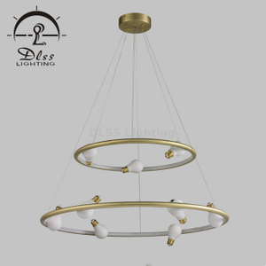 DLSS Lighting ثريا ذات تسع طبقات خفيفة ، ثريا بمصباح أبيض بحلقة ذهبية