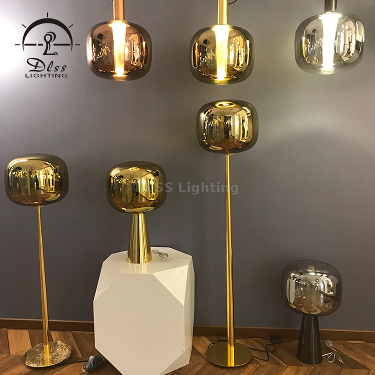 DLSS Lampadare Home Decor مصباح أرضي زجاجي كبير بزجاجة كبيرة من الذهب / الفضة / النحاس